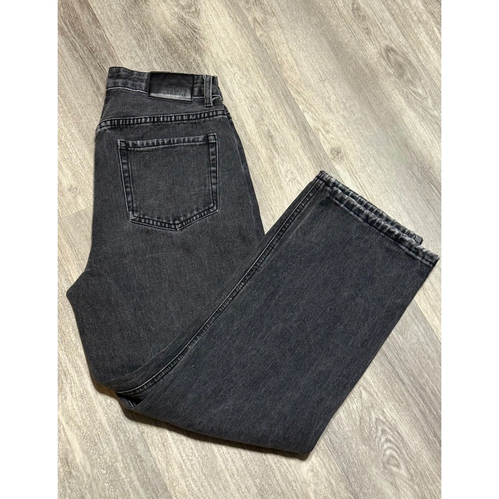 Blue Savvy Black Wash Distressed Ripped Knee‎ High Waist Denim Jeans Womens